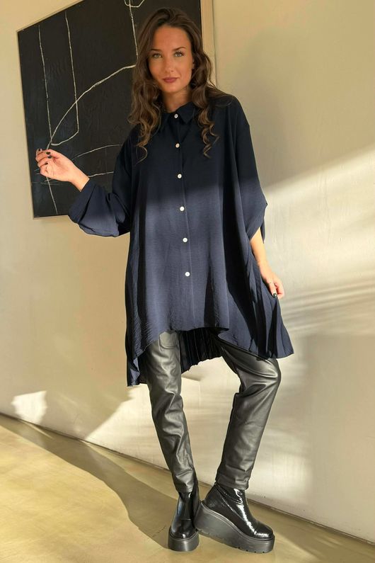 Suki Pleat Back Blouse Navy /12=